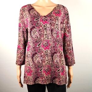NWT LAURA ASHLEY Trip Ready Size M Wine To Riches Blouse